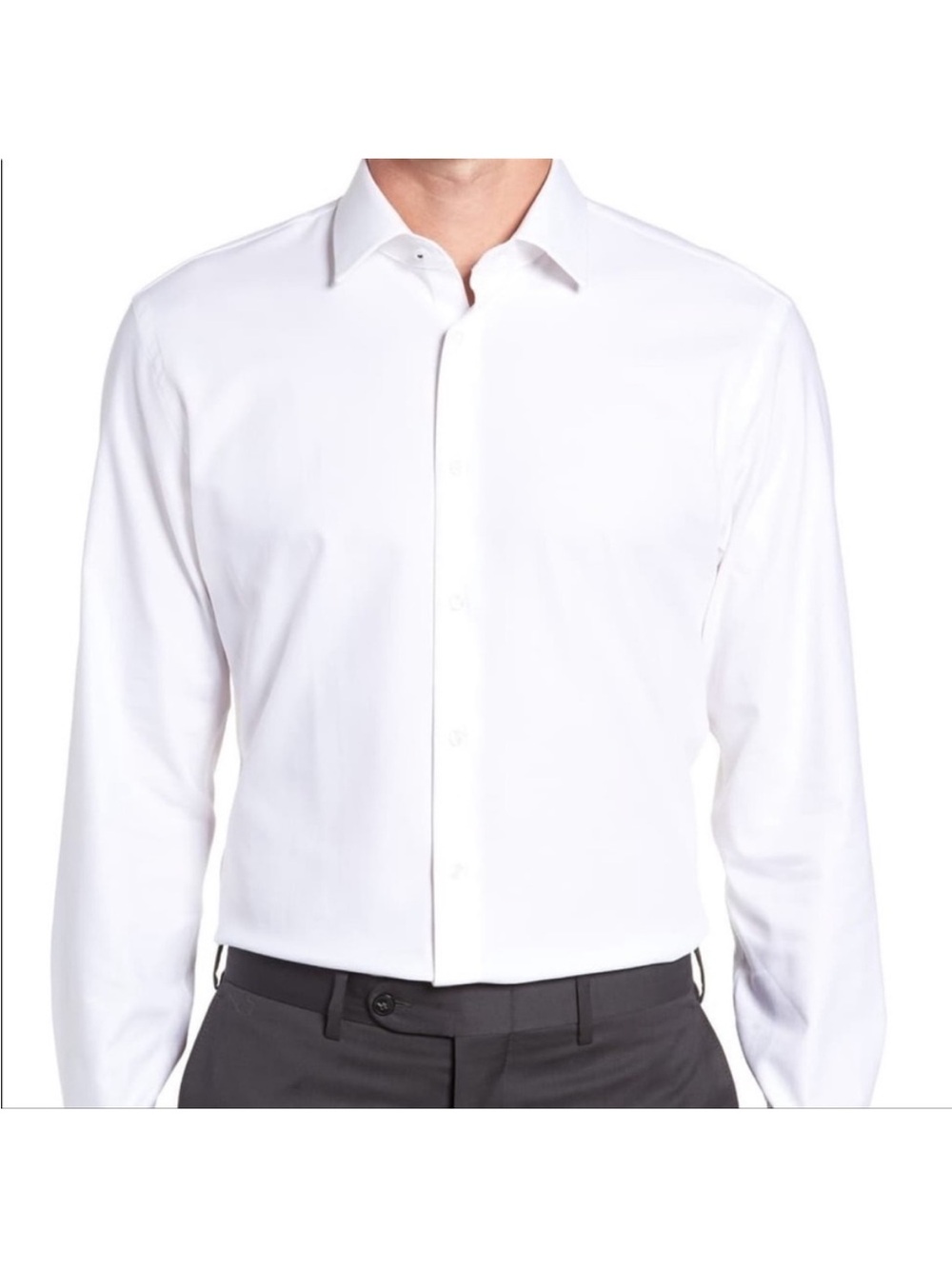 NWT Nordstrom Tech Smart Trim Fit White Dress Shirt Men’s 16 36-37 Career Casual